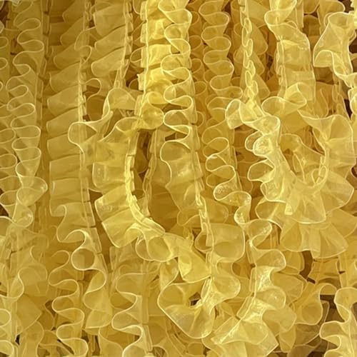 DINGK 5 Yards 25 mm buntes Falten-Spitzenband, Schnee-Gaze-Gürtel, Plissierte Spitzenapplikation, Kleidung, Dekoration, Nähzubehör von DINGK