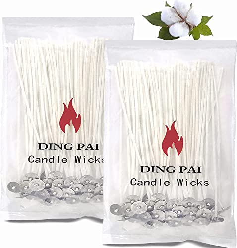DINGPAI Kerzendochte aus Baumwolle, 15,2 cm, raucharm, vorgewachst, für Kerzenherstellung, Kerzenherstellung, 100 Stück von DINGPAI