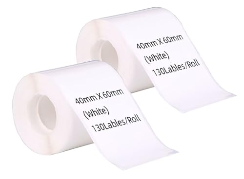 DINGYI 2 Rollen, rundes Etikett, kompatibel mit M110/120 Druckeretiketten, weiß, klebend, wasserdicht, 40 x 60 mm, 130 Etiketten/Rolle, Thermodruckerpapier für Barcode, Einzelhandel, Heimbüro, 2 Stück DINGYI 2 Rollen, rundes Etikett, kompatibel mit M110/120 Druckeretiketten, weiß, klebend, wasserdicht, 40 x 60 mm, 130 Etiketten/Rolle, Thermodruckerpapier für Barcode, Einzelhandel, Heimbüro, 2 Stück von DINGYI