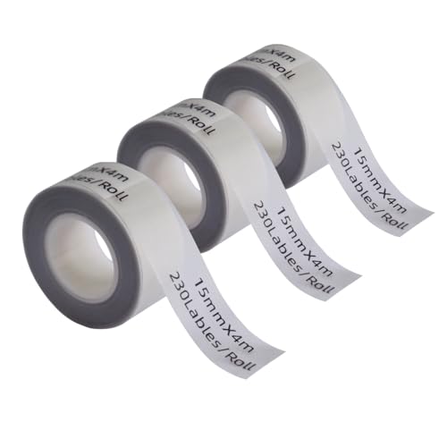 DINGYI Kompatible D35-Etikettierbänder, kontinuierlich, transparent, 15 mm x 4 m, Thermodruckerpapier für Büro, Schule, 3 Rollen (transparent, 15 x 40 mm + 3R) von DINGYI