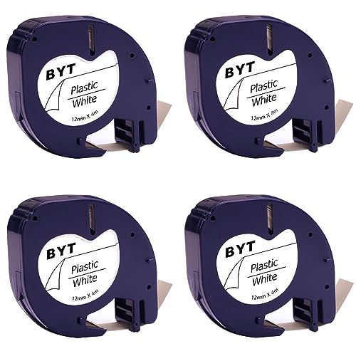 DINGYI Etikettenband Ersatz für Dymo LetraTag 91201 S0721630, kompatibel mit Dymo Letra Tag LT-100H LT100T, 12 mm x 4 m, Schwarz auf Weiß, 4 Stück DINGYI Etikettenband Ersatz für Dymo LetraTag 91201 S0721630, kompatibel mit Dymo Letra Tag LT-100H LT100T, 12 mm x 4 m, Schwarz auf Weiß, 4 Stück von DINGYI