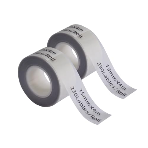 DINGYI D35 Etikettenklebebänder, kontinuierlich, transparent, 15 mm x 4 m, Thermodruckerpapier für Büro, Schule, 2 Rollen (transparent, 15 mm x 4 m + 2R) von DINGYI