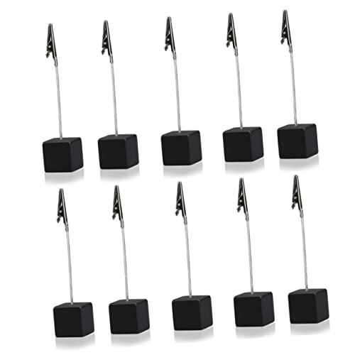 DINHEAROM 10 Stück Cube Memo Clips Halter Schwarz Büro Notizklammern mit Edelstahlclip und Quadratischer Basis Praktisch für Zuhause und Arbeitsplatz für Notizen und Fotos von DINHEAROM