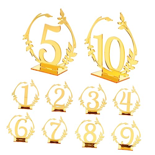 DINHEAROM 10 Stück Tisch Nummernschild Platzkarten Für Hochzeiten Tischnummern Für Bankette Empfangstischnummer Hochzeit Zeichen Runden Schilder Für Den Hochzeitstisch Schwarz Acryl Golden von DINHEAROM