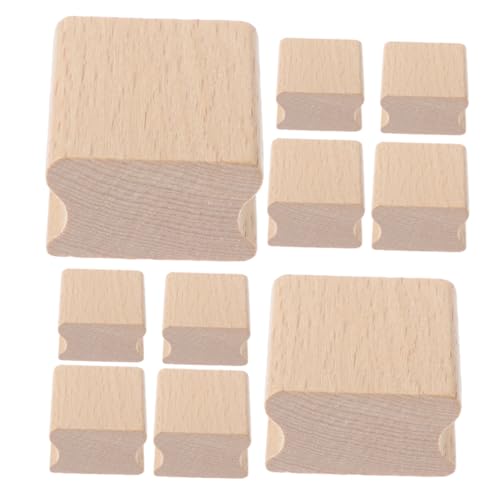 DINHEAROM 10Stücke Buchenholz Stempelblöcke Unfertige Holzstempel für DIY Bastelprojekte Dekorative Siegelstempel mit Schützender Lackierung und Elegantem Rillendesign von DINHEAROM