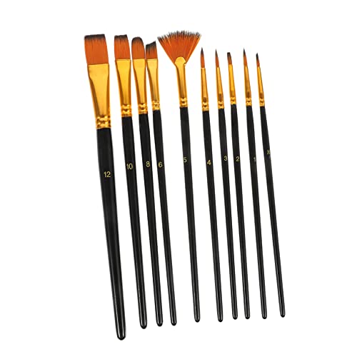 DINHEAROM 10Stücke Teiliges Pinsel für Malerei mit Nylonhaaren für Aquarell Acryl und Ölmalerei Komfortables Griffdesign für Profis und Anfänger Kunstpinsel für Kreative Projekte DINHEAROM 10Stücke Teiliges Pinsel für Malerei mit Nylonhaaren für Aquarell Acryl und Ölmalerei Komfortables Griffdesign für Profis und Anfänger Kunstpinsel für Kreative Projekte von DINHEAROM
