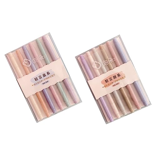 DINHEAROM 12Stücke Pastell Highlighter Marker für Schüler Professionelle Marker Stifte für Kunst Schule und Büro Trocknen Schnell Ergonomisches Design ohne Tintenleckage von DINHEAROM