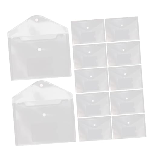 DINHEAROM 12Stücke Transparente Dokumententaschen mit Knopfverschluss Organizer für Dateien und Karten für Büro und Schule Leicht zu Reinigen und Langlebig von DINHEAROM