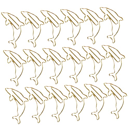 DINHEAROM 18 Stück Teiliges Kreative Metall Papierklammern Delfinform Praktische Büroklammern für Schule und Büro Dekorative Clips mit Starker Haltekraft Goldene Klammern für Vielseitige von DINHEAROM