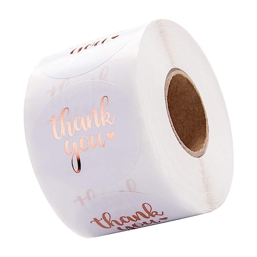 DINHEAROM 1Rolle Runde Geschenkaufkleber mit Goldener Thank You Prägung Selbstklebende Etiketten für Scrapbooking Geschenkverpackungen und Karten für Partys von DINHEAROM