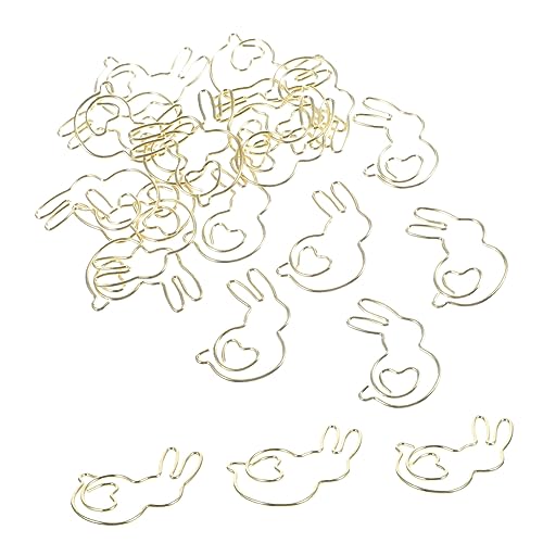 DINHEAROM 20 Stück Niedliche Kaninchen Büroklammern Dekorative Papierclips für Büro Schule Vielseitige Clips für Dokumente Goldene Tierform Praktische Bürobedarf von DINHEAROM