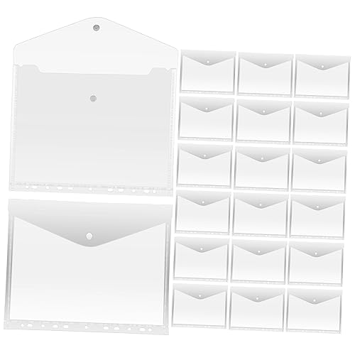 DINHEAROM 20Stücke Transparent Binder Erweiterbare Dokumentenhüllen mit Druckknopf für Schule Büro und Zuhause für Ringordner und Aktenordner von DINHEAROM