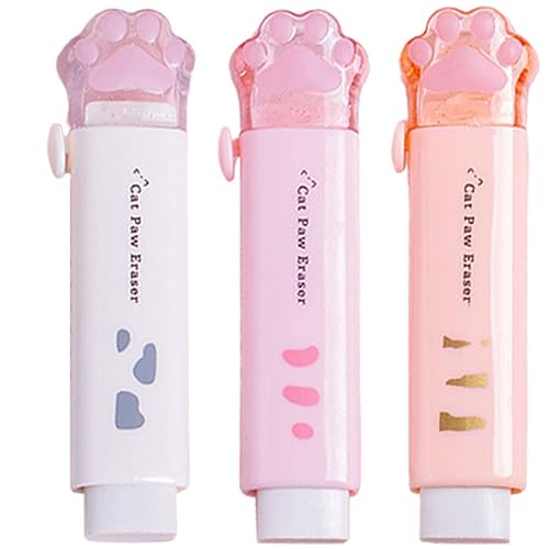DINHEAROM 3 Stück Kawaii Katzenpfoten Radiergummi Einziehbare Radierer für Schule und Büro Praktische und Tragbare Schulbedarf für Studenten DINHEAROM 3 Stück Kawaii Katzenpfoten Radiergummi Einziehbare Radierer für Schule und Büro Praktische und Tragbare Schulbedarf für Studenten von DINHEAROM