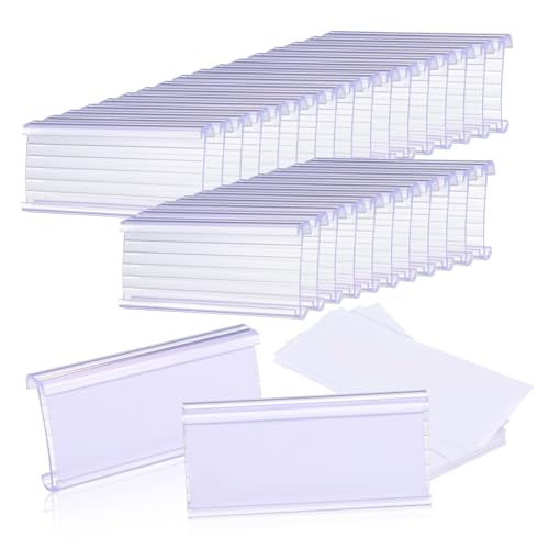 DINHEAROM 30Sätze Transparente Etikettenhalter für Drahtregale Tags mit Einsätzen Einstecketiketten für Supermärkte und Einzelhandelsgeschäfte Einfache Installation von DINHEAROM