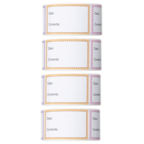 DINHEAROM 4Rollen Selbstklebende Lebensmitteletiketten für Gefrierschränke Ablösbare Etiketten für Vorratsgläser Praktisch Beschriften von Tiefkühlprodukten Farbige Aufkleber von DINHEAROM