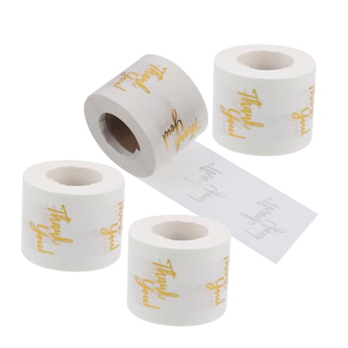 DINHEAROM 4Rollen Transparente Selbstklebende Runde Etiketten für Geschenkverpackungen Hochzeit und Party Siegelaufkleber für Kleine Unternehmen von DINHEAROM
