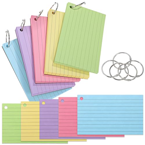 DINHEAROM 500 Stück Lernkarten Liniert Indexkarten mit Ring Bunte Notizkarten für Büro und Schule Vielseitig Einsetzbar Robustes Papier DINHEAROM 500 Stück Lernkarten Liniert Indexkarten mit Ring Bunte Notizkarten für Büro und Schule Vielseitig Einsetzbar Robustes Papier von DINHEAROM