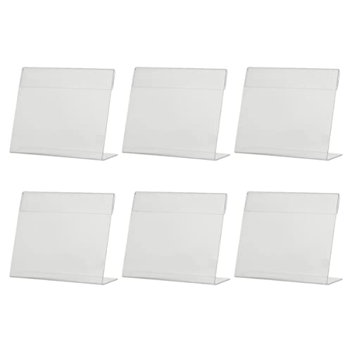 DINHEAROM 6 Stück Acryl Preisschild Halter Set Robuste Tischaufsteller für Supermärkte und Geschäfte Transparente Preisetag Displays für Vielseitige Anwendungen Horizontal von DINHEAROM