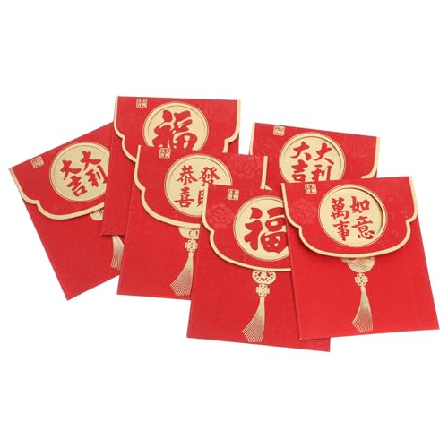 DINHEAROM 6 Stück Traditionelle Chinesische Neujahrs-rotumschläge, Glitzernde, Sandgestrahlte Geldumschläge, Rote Päckchen Für Bargeld, Dekorative Rote Taschen Für Festliche Anlässe DINHEAROM 6 Stück Traditionelle Chinesische Neujahrs-rotumschläge, Glitzernde, Sandgestrahlte Geldumschläge, Rote Päckchen Für Bargeld, Dekorative Rote Taschen Für Festliche Anlässe von DINHEAROM