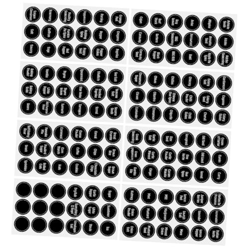 DINHEAROM 8 Blatt Wasserdichte Gewürzetiketten Aufkleber Selbstklebend Rund für Gewürzgläser Vorratsdosen Minimalistische Küchenetiketten Glasflaschen Organisation Labels von DINHEAROM