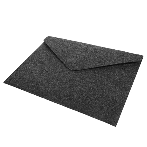 DINHEAROM Aktenordner aus Filz Tragbare Dokumententasche Erweiterbarer Umschlag für Büro und Schule Filzhalter Dunkelgrau Stilvolle Handtasche mit Knopf für Schreibwaren von DINHEAROM