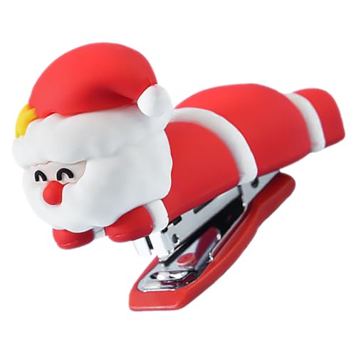 DINHEAROM Mini Weihnachtsmann Heftgerät Lustiger Cartoon Tacker für Büro und Zuhause Tragbarer Hefter für Schule und Reisen Zuverlässige Einfache Handhabung Vielseitig Einsetzbar von DINHEAROM