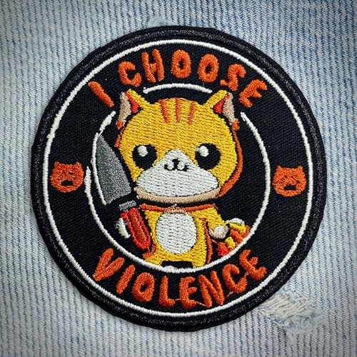 Aufnäher, Aufschrift "I Choose Violence", lustig, niedlich, Katze, Mutter, bestickt, für Erwachsene, Humor, sarkastisch, zum Aufnähen/Aufbügeln, für Jacken, Rucksack, Hut, Uniform, DIY-Flicken Aufnäher, Aufschrift "I Choose Violence", lustig, niedlich, Katze, Mutter, bestickt, für Erwachsene, Humor, sarkastisch, zum Aufnähen/Aufbügeln, für Jacken, Rucksack, Hut, Uniform, DIY-Flicken von DINKOUTER