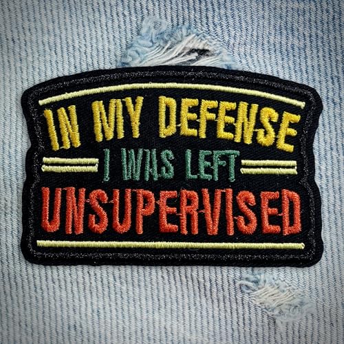 Aufnäher mit Aufschrift "In My Defense I was Left Unsupervised", lustig, für Erwachsene, Humor, bestickt, blauer Kragen, Snarky, zum Aufnähen/Aufbügeln, für Jacken, Rucksäcke, Hüte, Uniform Aufnäher mit Aufschrift "In My Defense I was Left Unsupervised", lustig, für Erwachsene, Humor, bestickt, blauer Kragen, Snarky, zum Aufnähen/Aufbügeln, für Jacken, Rucksäcke, Hüte, Uniform von DINKOUTER