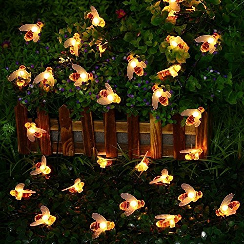 LED Bienen Lichterkette Batterien,DINOWIN 5M 40 LEDs Warmweiß Außen Wasserdichte lichterkette Dekorative für Garten, Party, Hochzeit, Haus,Fest Deko Beleuchtung (Warmweiß) von DINOWIN