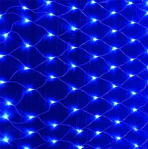 DINOWIN Lichternetz Außen Batteriebetrieben 6x4M 672LED Garden Net Lichter 8 Modi Dekoration Beleuchtung Wasserdicht Netz Lichtervorhang für Halloween Weihnachten Hochzeit Party (Blau) von DINOWIN