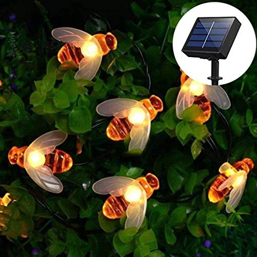 DINOWIN Solar LED Bienen Lichterkette, 30 LED Warmweiß Außen Wasserdichte lichterkette Dekorative für Garten, Party, Hochzeit, Haus,Fest Deko Beleuchtung (Warmes Weiß) von DINOWIN