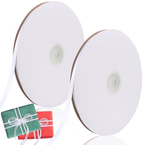 91 Meter Satinband Weiss,6 mm Geschenkband,Dekoband Stoffband Band,Doppelseitig Schleifenband Dekoration Hochzeit Geschenkband für Geschenkverpackung Basteln Hochzeit Geburtstag von DINSONG
