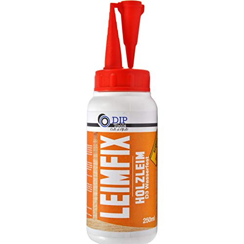 DIP-Tools LEIMFIX Holzleim wasserfest mit extra schneller und maximaler Klebekraft – geruchsarmer Leim aus der Komfortflasche – transparent nach Trocknung (D2-150ml) von DIP Tools