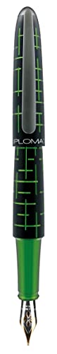 DIPLOMAT ELOX Füllfederhalter D40363015 14CT M/Handgefertigt/Feder aus 14-Karätigem Gold/mit Geschenkbox/Füllhalter Füller Fountain Pen/Füllfederhalter/Farbe: Schwarz Grün von DIPLOMAT
