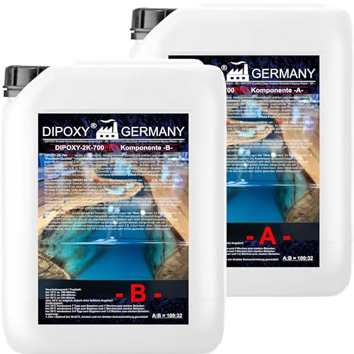 0,66kg DIPOXY-2K-700PRO Epoxidharz 2K bis 10cm! Harz mit Härter EP Laminierharz in Profi Qualität Glasklar und geruchsarm Gießharz Epoxy UV Stab. für Holz Tisch Boden Aquarium Terra Formenbau GFK von DIPOXY