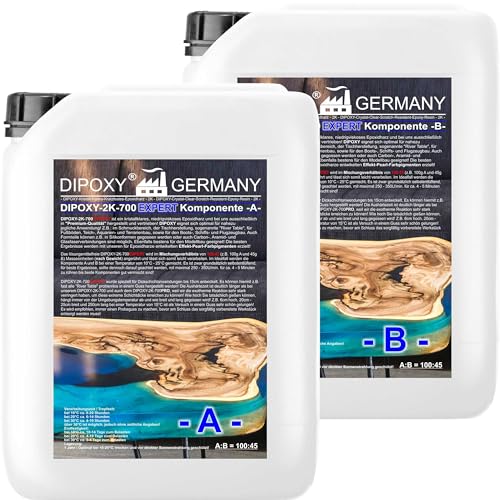 1,45kg DIPOXY-2K-700EXPERT Epoxidharz 2K bis 15cm! Harz mit Härter EP Laminierharz in Profi Qualität Glasklar und geruchsarm Gießharz Epoxy UV Stab. für Holz Tisch Boden Aquarium Terra Formenbau GFK von DIPOXY