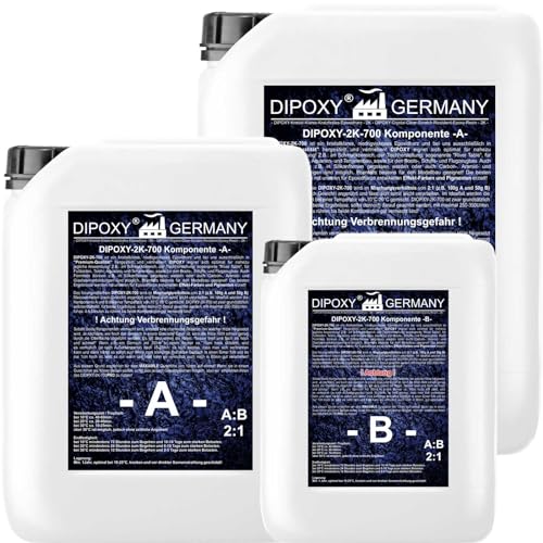 1,5kg Epoxidharz 2K Harz mit Härter EP Laminierharz in Profi Qualität Glasklar und geruchsarm Gießharz Epoxy UV Stab. für Holz Tisch Boden Aquarium Terra Formenbau GFK DIPOXY-2K-700 von DIPOXY