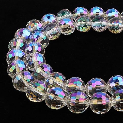 DIQIO Glitzernde Kristallperlen zur Schmuckherstellung, 10 mm, 96 facettierte Disco-Perlen für Armbänder (65–72 Stück, Crystal Ghostly) von DIQIO