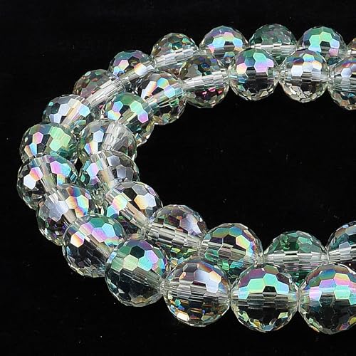 DIQIO Glitzernde Kristallperlen zur Schmuckherstellung, 10 mm, 96 facettierte Disco-Perlen für Armbänder (65–72 Stück, Frühlingsgrün) von DIQIO
