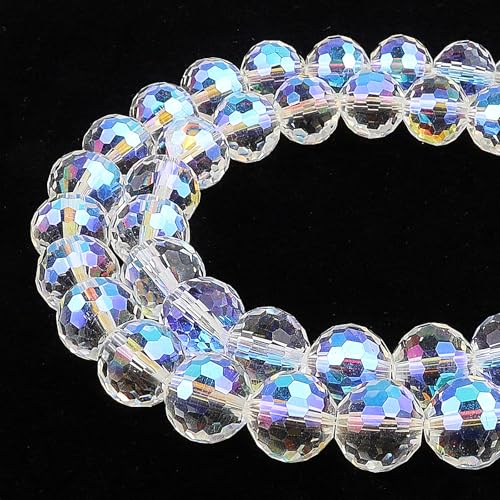 DIQIO Glitzernde Kristallperlen zur Schmuckherstellung, 10 mm, 96 facettierte Disco-Perlen für Armbänder (65–72 Stück, Kristallparadies) von DIQIO