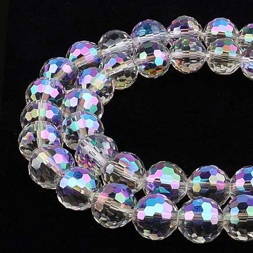 DIQIO Glitzernde Kristallperlen zur Schmuckherstellung, 10 mm, 96 facettierte Disco-Perlen für Armbänder (65–72 Stück, durchscheinendes Lila) von DIQIO