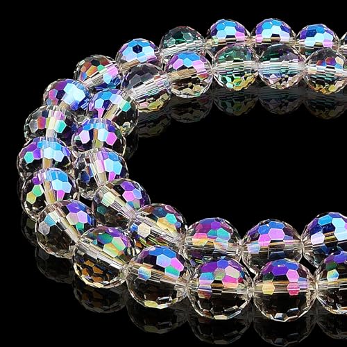 DIQIO Glitzernde Kristallperlen zur Schmuckherstellung, 8 mm, 96 facettierte Disco-Perlen für Armbänder (65–72 Stück, Crystal Ghostly) von DIQIO