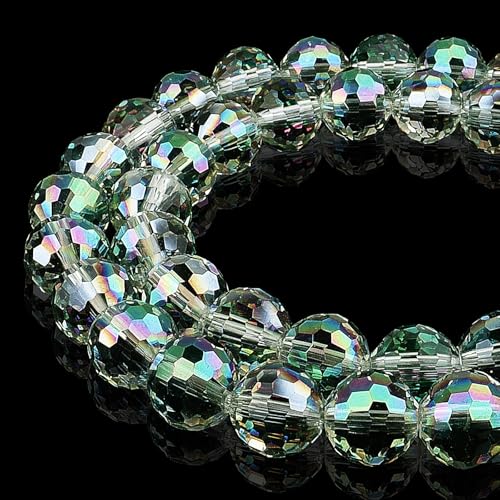 DIQIO Glitzernde Kristallperlen zur Schmuckherstellung, 8 mm, 96 facettierte Disco-Perlen für Armbänder (65–72 Stück, Frühlingsgrün) von DIQIO