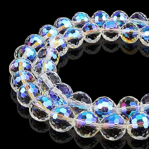 DIQIO Glitzernde Kristallperlen zur Schmuckherstellung, 8 mm, 96 facettierte Disco-Perlen für Armbänder (65–72 Stück, Kristallparadies) von DIQIO