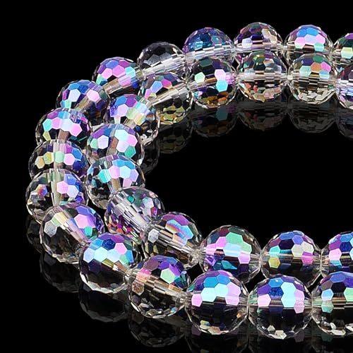 DIQIO Glitzernde Kristallperlen zur Schmuckherstellung, 8 mm, 96 facettierte Disco-Perlen für Armbänder (65–72 Stück, durchscheinendes Lila) von DIQIO