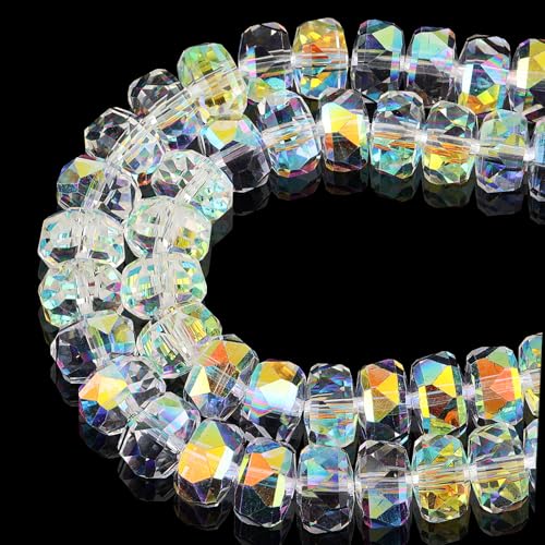 DIQIO Glitzernde Rondelle-Kristallperlen für Schmuckherstellung, 6 mm, facettierte Abstandshalter für Armbänder (93–97 Stück, Crystal AB) von DIQIO