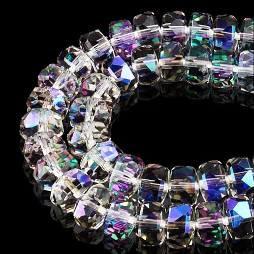 DIQIO Glitzernde Rondelle-Kristallperlen zur Schmuckherstellung, 6 mm, facettierte Abstandshalter für Armbänder (93–97 Stück, durchscheinendes violettes AB) von DIQIO