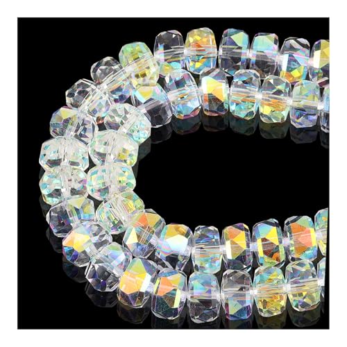 DIQIO Glitzernde Rondelle-Kristallperlen zur Schmuckherstellung, 8 mm, facettierte Abstandshalter für Armbänder (75–80 Stück, Crystal AB) von DIQIO