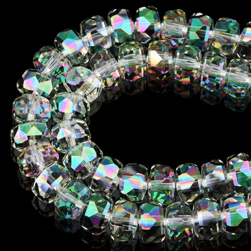 DIQIO Glitzernde Rondelle-Kristallperlen zur Schmuckherstellung, 8 mm, facettierte Abstandshalter für Armbänder (75–80 Stück, Frühlingsgrün) von DIQIO