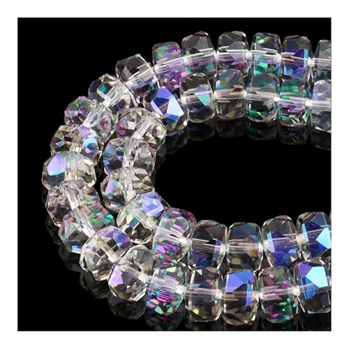 DIQIO Glitzernde Rondelle-Kristallperlen zur Schmuckherstellung, 8 mm, facettierte Abstandshalter für Armbänder (75–80 Stück, durchscheinendes violettes AB) von DIQIO